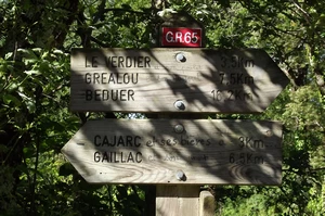 GR 65 entre Le Verdier et Cajarc, panneau GR