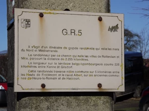 GR 5 : les Hauts de Froidmont, panneau GR 5