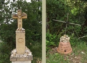 GR 65 entre Cahors et Labastide-Marnhac, croix sur le chemin
